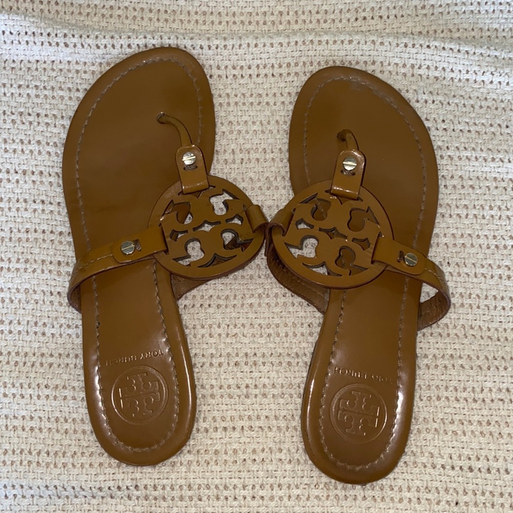 Tory Burch Leather Miller Sandals in Tan